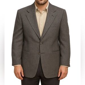 Hart Schaffner Marx Brown and Blue Wool Plaid 3 Button Single Breast Blazer